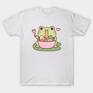 Cute Frog Loves Eating Ramen Noodles T-Shirt